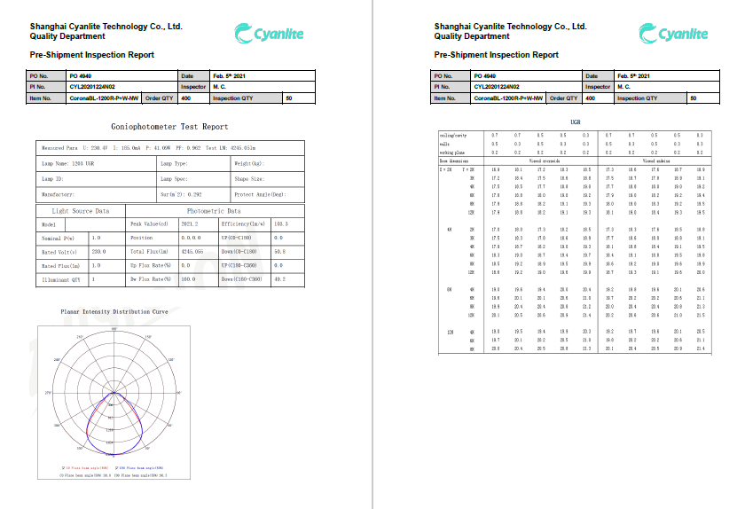 Cyanlite PSI Pre-Shipment Inspection Report